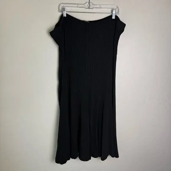 Mara Hoffman Meda Black Rib Knit Midi Skirt XL - Picture 2 of 11